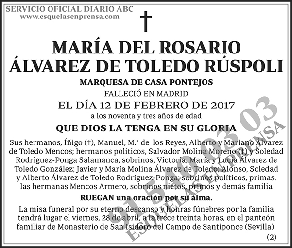 María del Rosario Álvarez de Toledo Rúspoli
